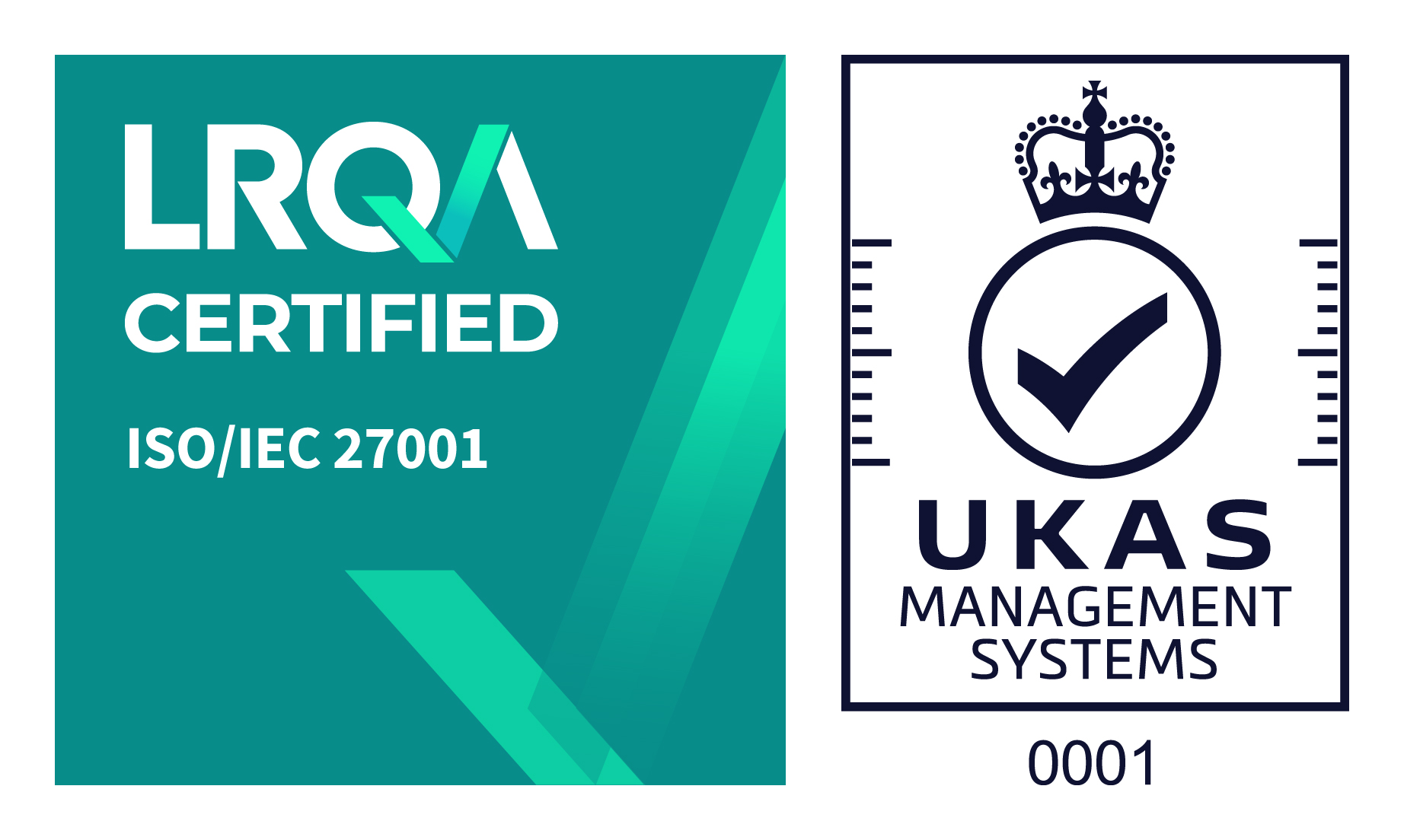 LRQA Certified ISO/IEC 27001, UKAS Management Systems accredited